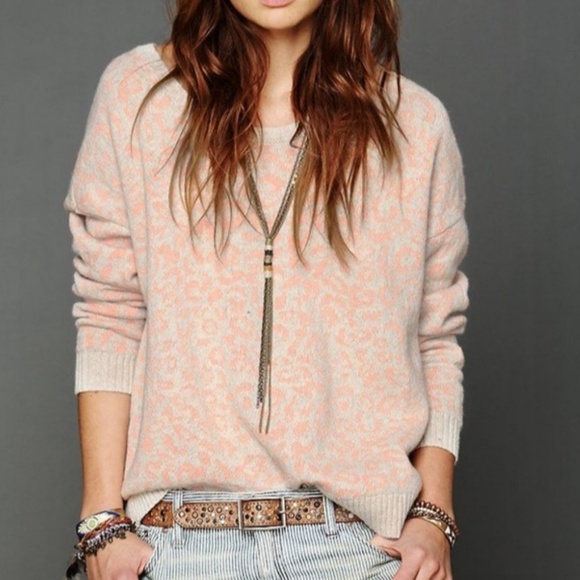 Free People Sweaters - Free People pink leopard sweater